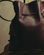 “YVES SAINT LAURENT“ 90’s-00’s Leather drawstring shoulder bag