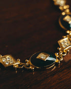 "BURBERRYS" 90's Emerald enamel costume jewelry necklace
