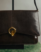 -SPECIAL- “GUCCI” 70’s-80’s lizard embossed flap shoulder bag