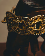 -SPECIAL- “Christian Dior” 70’s-90’s Sculptural openwork gold tone chain bracelet