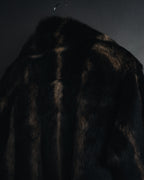 "BIEMME" 00’s striped rabbit fur belted coat