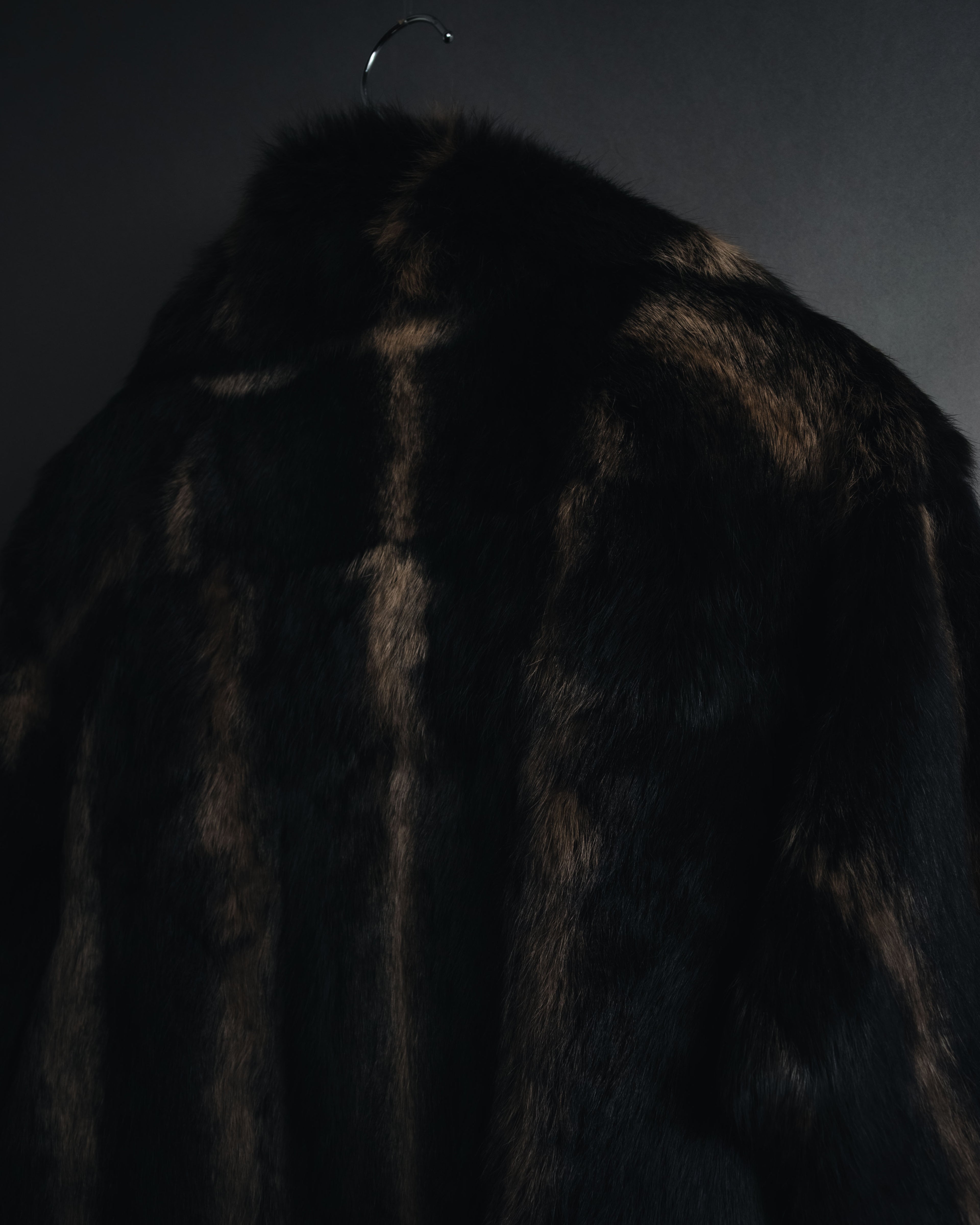 "BIEMME" 00’s striped rabbit fur belted coat