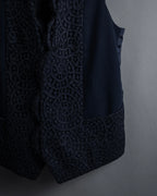 "JEAN PAUL GAULTIER" 90's Geometric lace design tailored vest