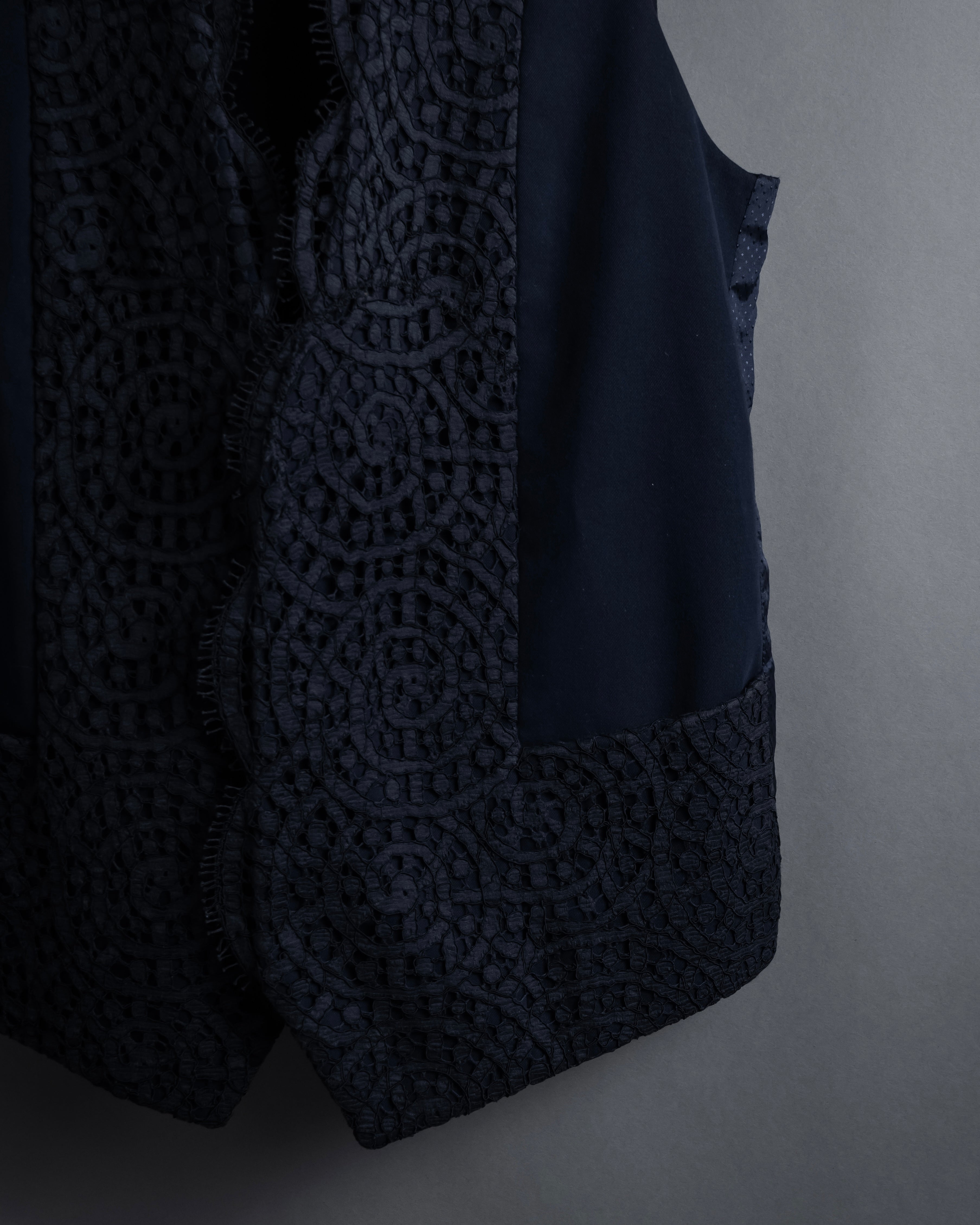 "JEAN PAUL GAULTIER" 90's Geometric lace design tailored vest