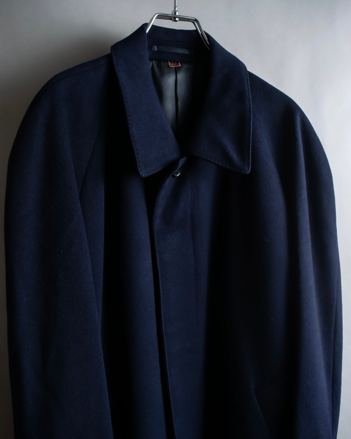 "YVES SAINT LAURENT" Stand neck fly front wool long coat