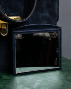 "GUCCI" Dark navy suede leather shoulder bag