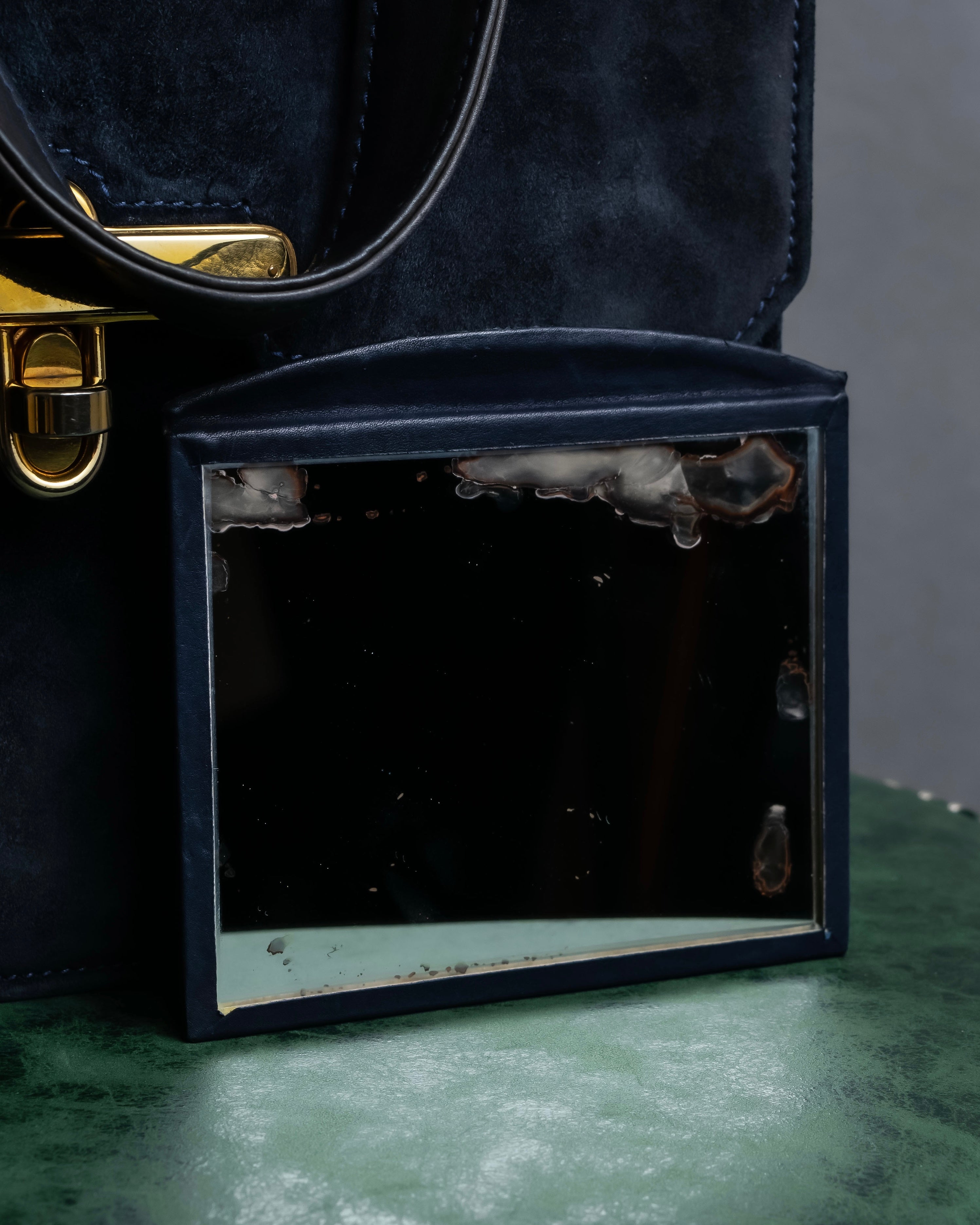 "GUCCI" Dark navy suede leather shoulder bag