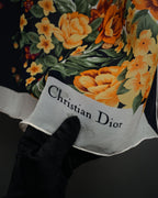 “Christian Dior” 80’s–90’s Botanical silk floral scarf