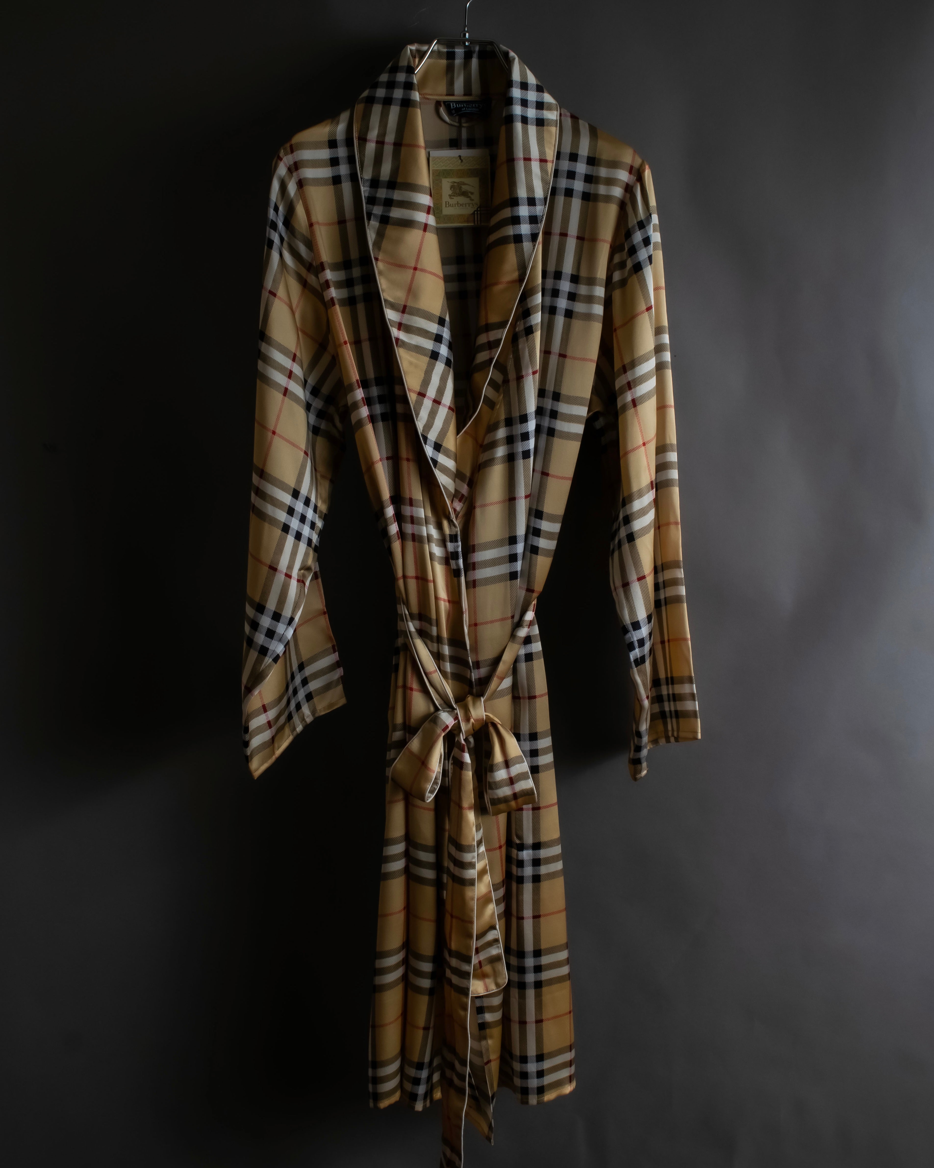"BURBERRYS" Nova check maxi length silk gown coat