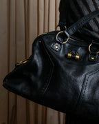 "YVES SAINT LAURENT" Gold parts design Muse toe leather bag