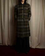 "BURBERRY" Leather switching design check tweed coat
