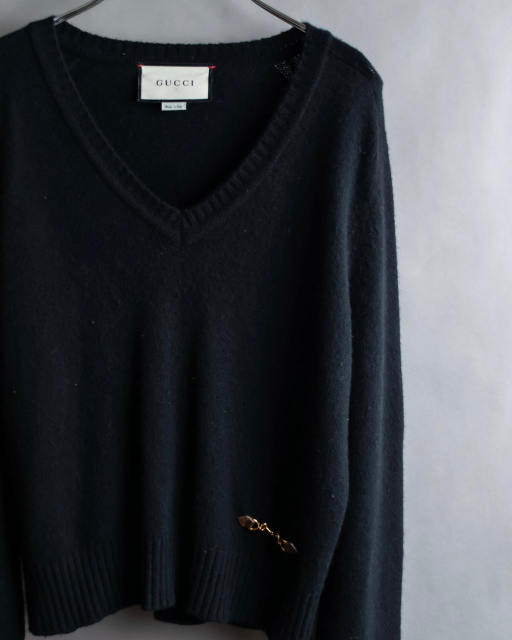 "GUCCI" Horsebit design V-neck cashmere knit