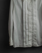 "CHANEL" Gold button design pleated white shirt