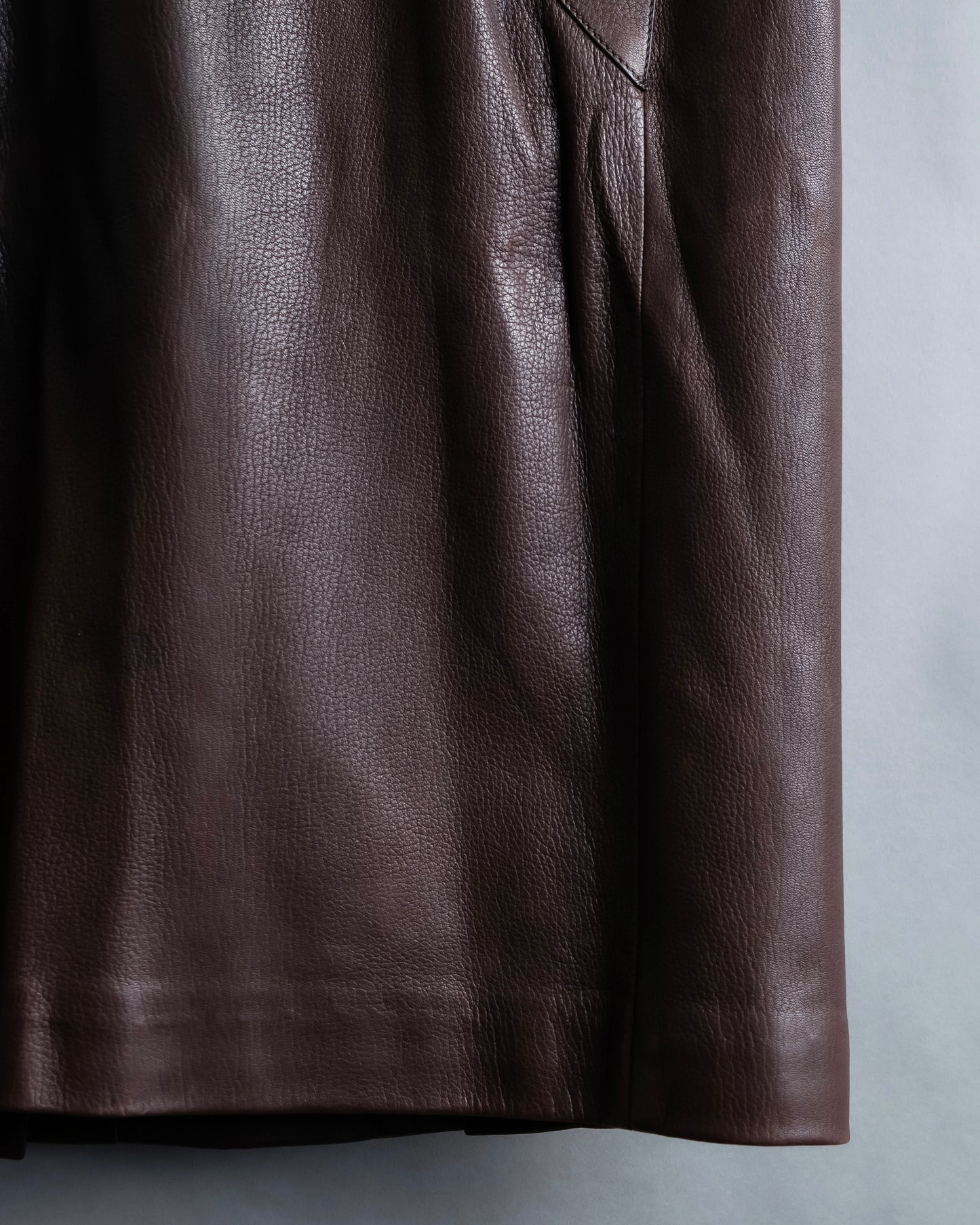 "Hermes by Gaultier" Round Pocket Wine Red Leather Skirt