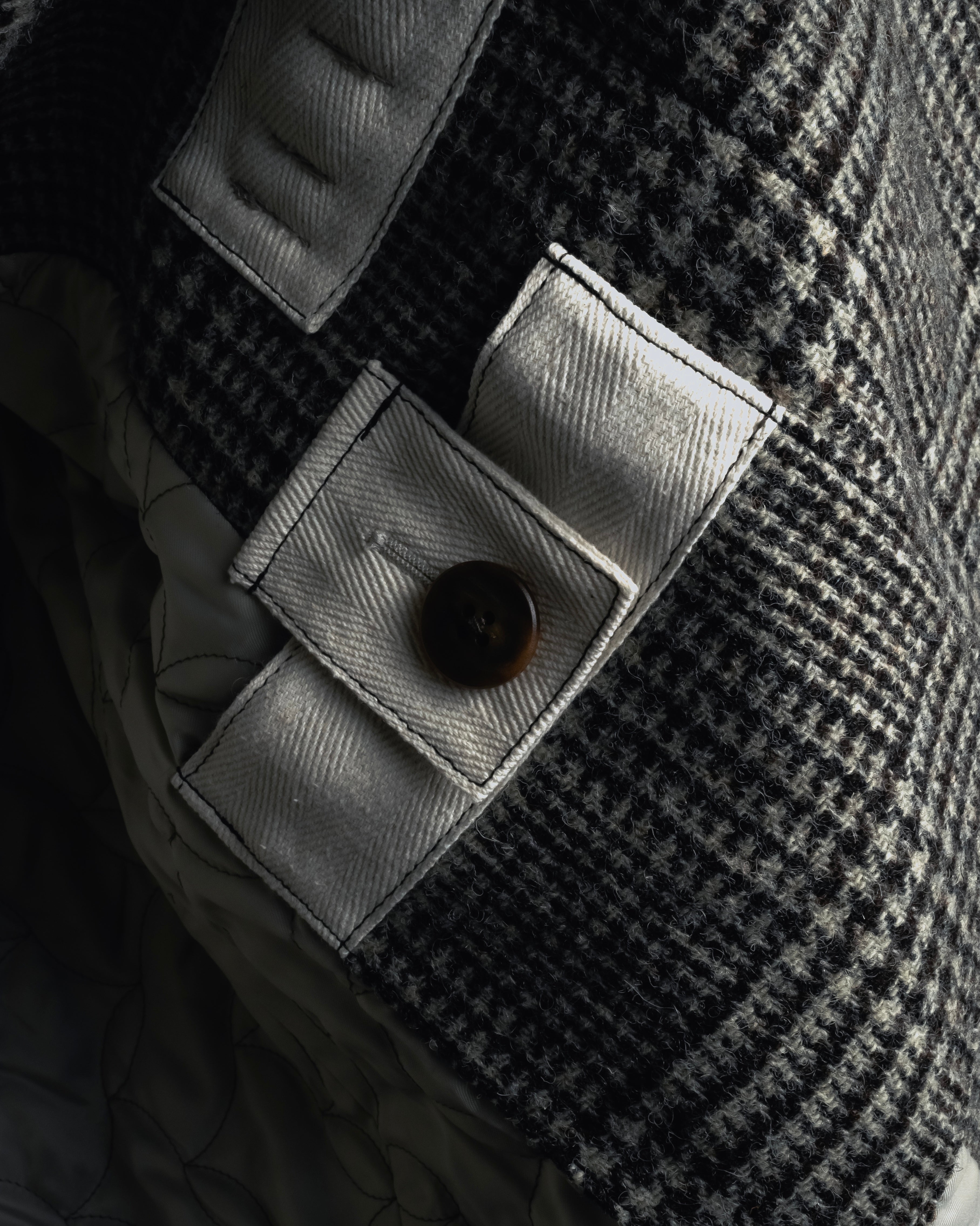 “Harris Tweed” Hooded plaid duffle coat
