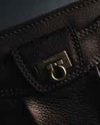 "Salvatore Ferragamo" 2000’s gathered metallic leather ball-link shoulder bag