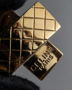 "CELINE" Quilted plate design gold brooch