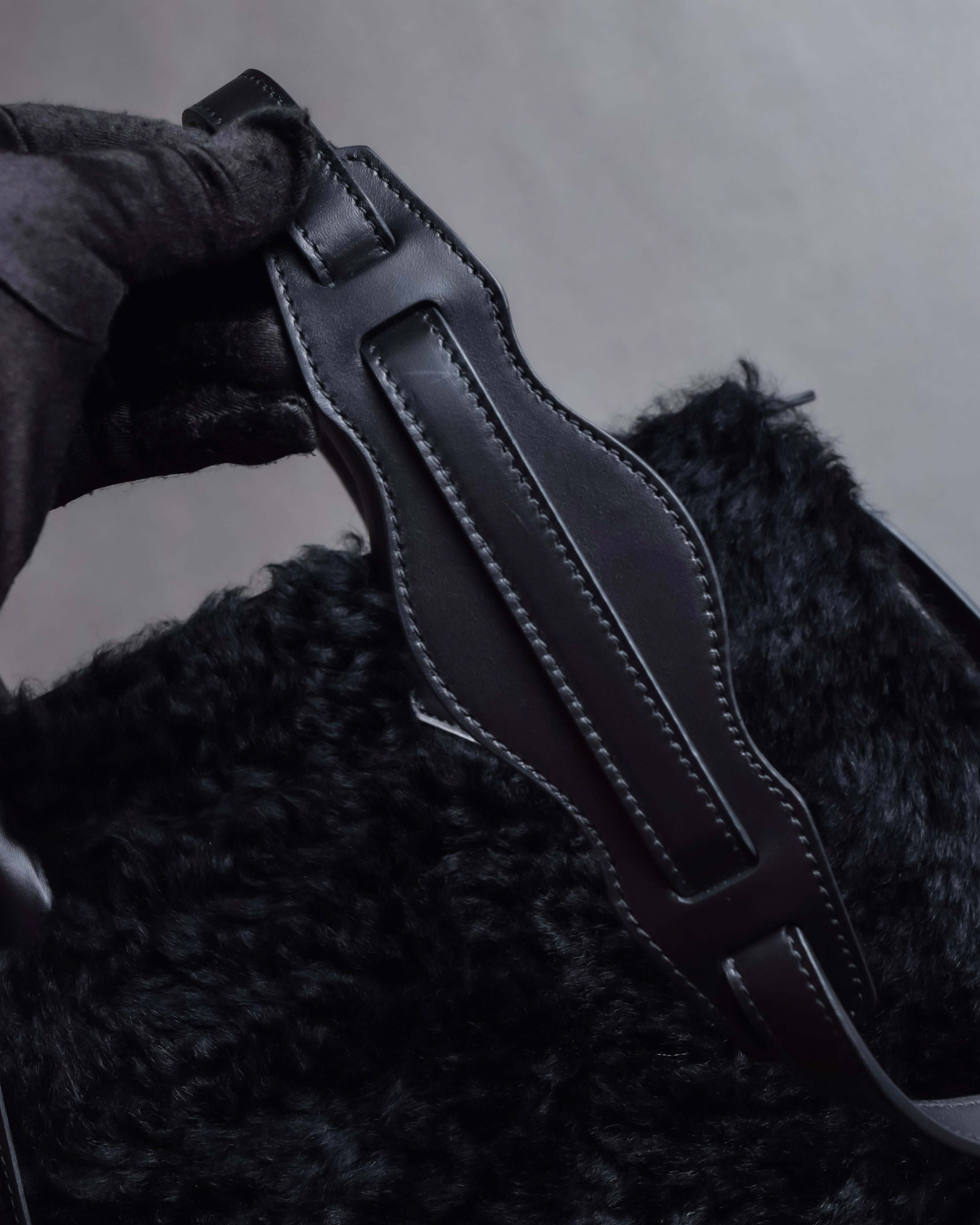 "BALENCIAGA" Padlock design shearling leather bag