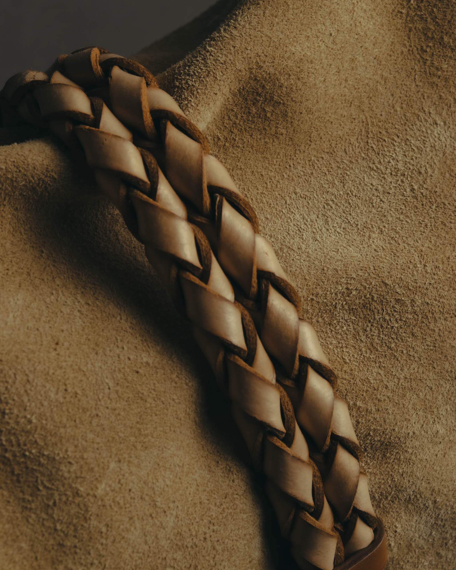 “Burberry” 00’s Braided leather handle suede shoulder bag
