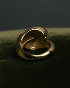 -SPECIAL- “Christian Dior” 80’s-90’s Germany white enamel rhinestone dome ring