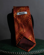 "MOSCHINO" Logo engraved patterned glossy silk necktie