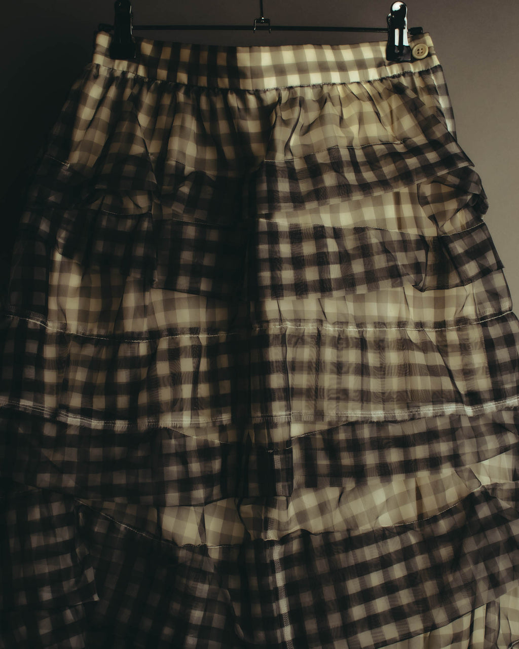 -SPECIAL- "tricot COMME des GARÇONS" 07SS Gingham check sheer tiered ruffle skirt