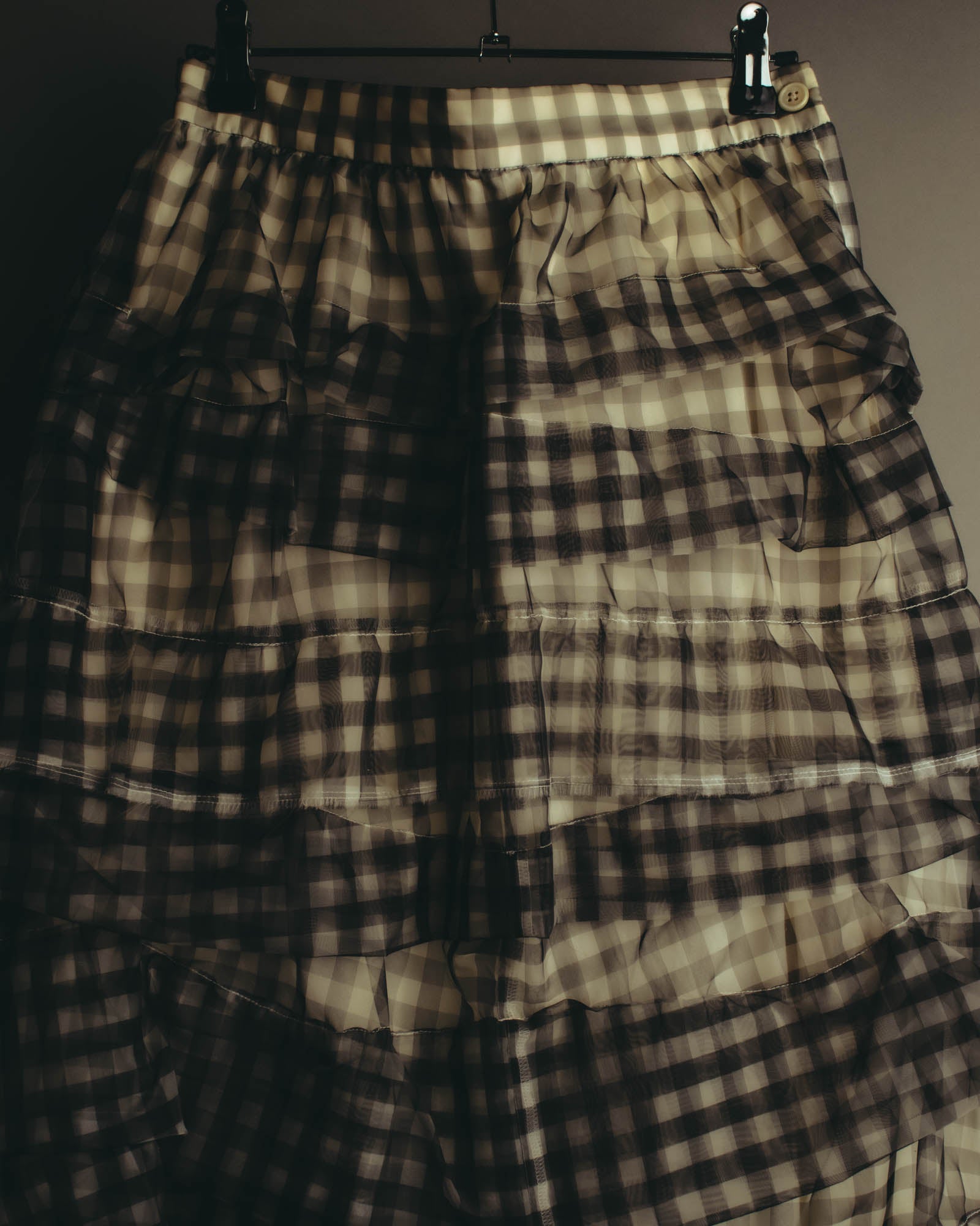 -SPECIAL- "tricot COMME des GARÇONS" 07SS Gingham check sheer tiered ruffle skirt