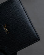 "YVES SAINT LAURENT" Cassandra logo engraved leather bi-fold wallet