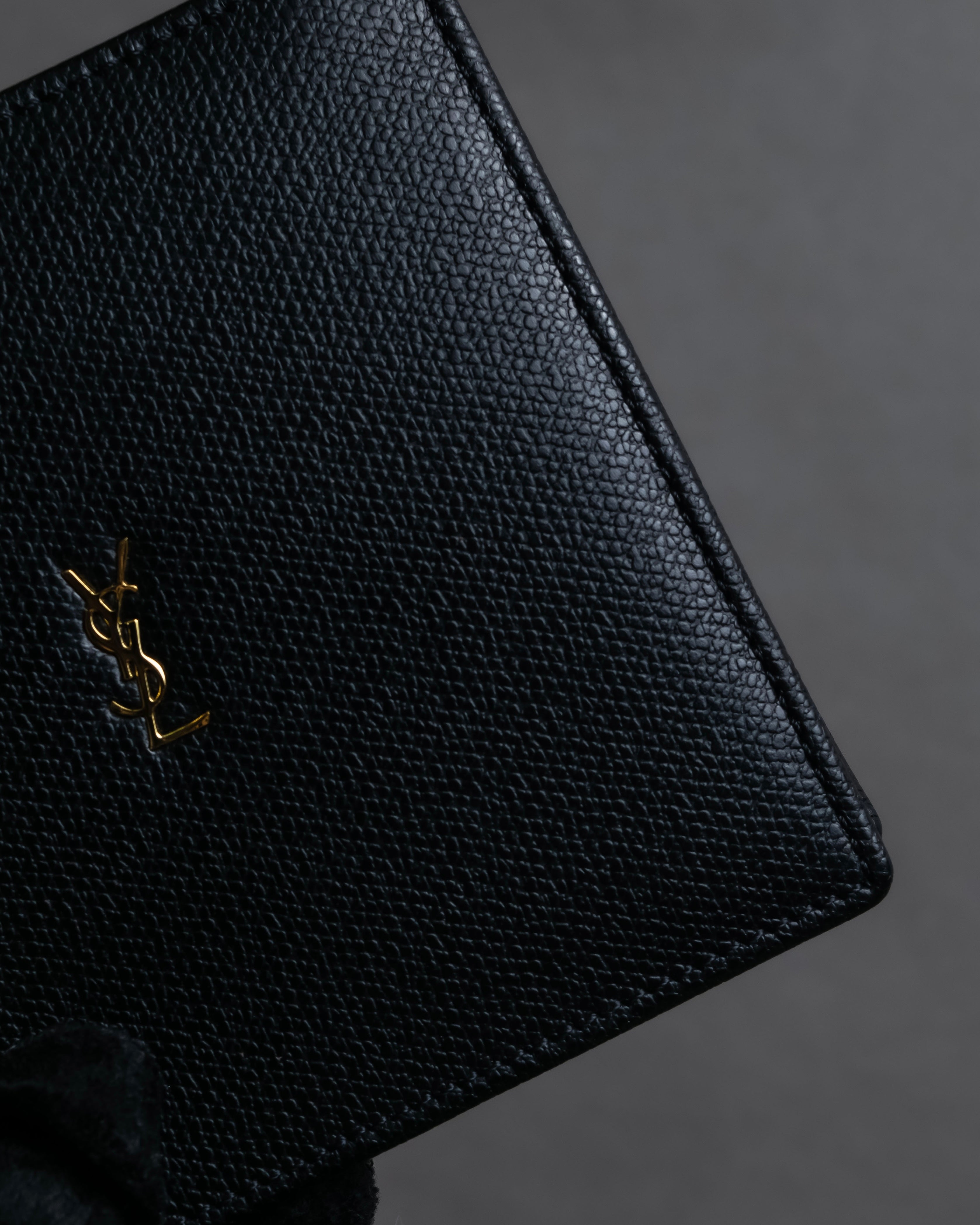"YVES SAINT LAURENT" Cassandra logo engraved leather bi-fold wallet