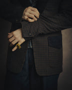-SPECIAL- "Maison Martin Margiela" 00's Check shawl collar smoking jacket with satin contrast