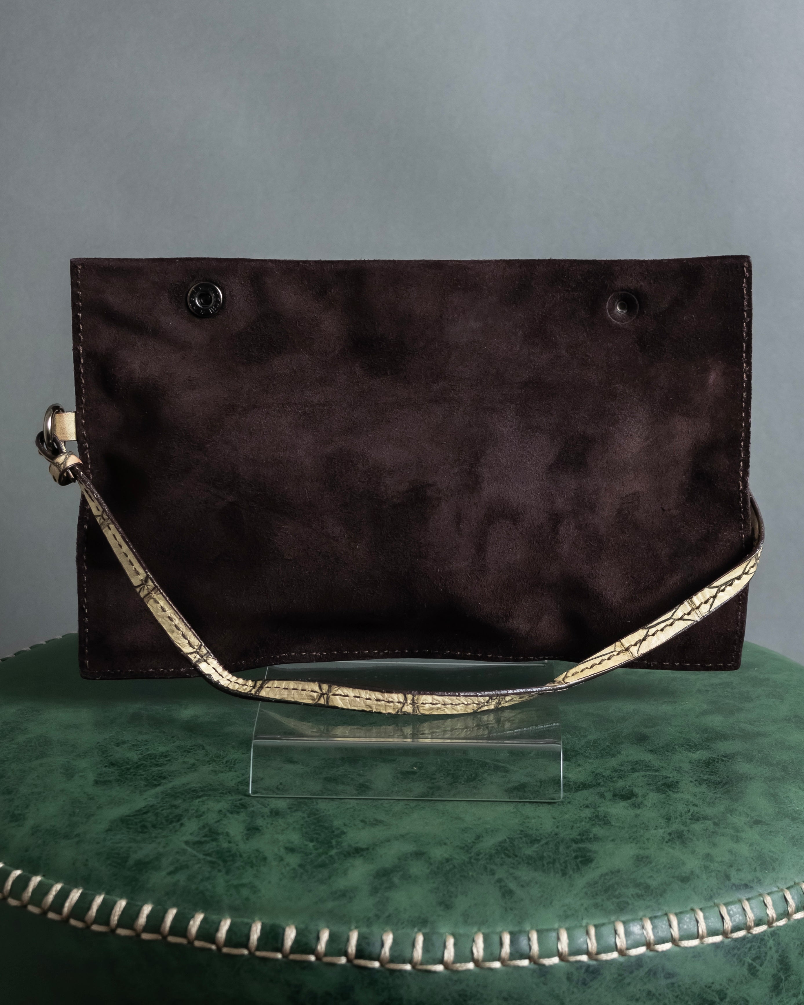 "MIU MIU" Belt strap design embossed leather hand bag