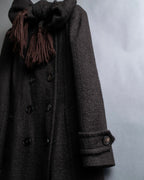 "DOLCE & GABBANA" Fringe scarf included double-breasted coat