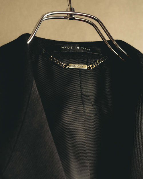 "GUCCI" 90's-00's Satin lapel double breasted tuxedo jacket