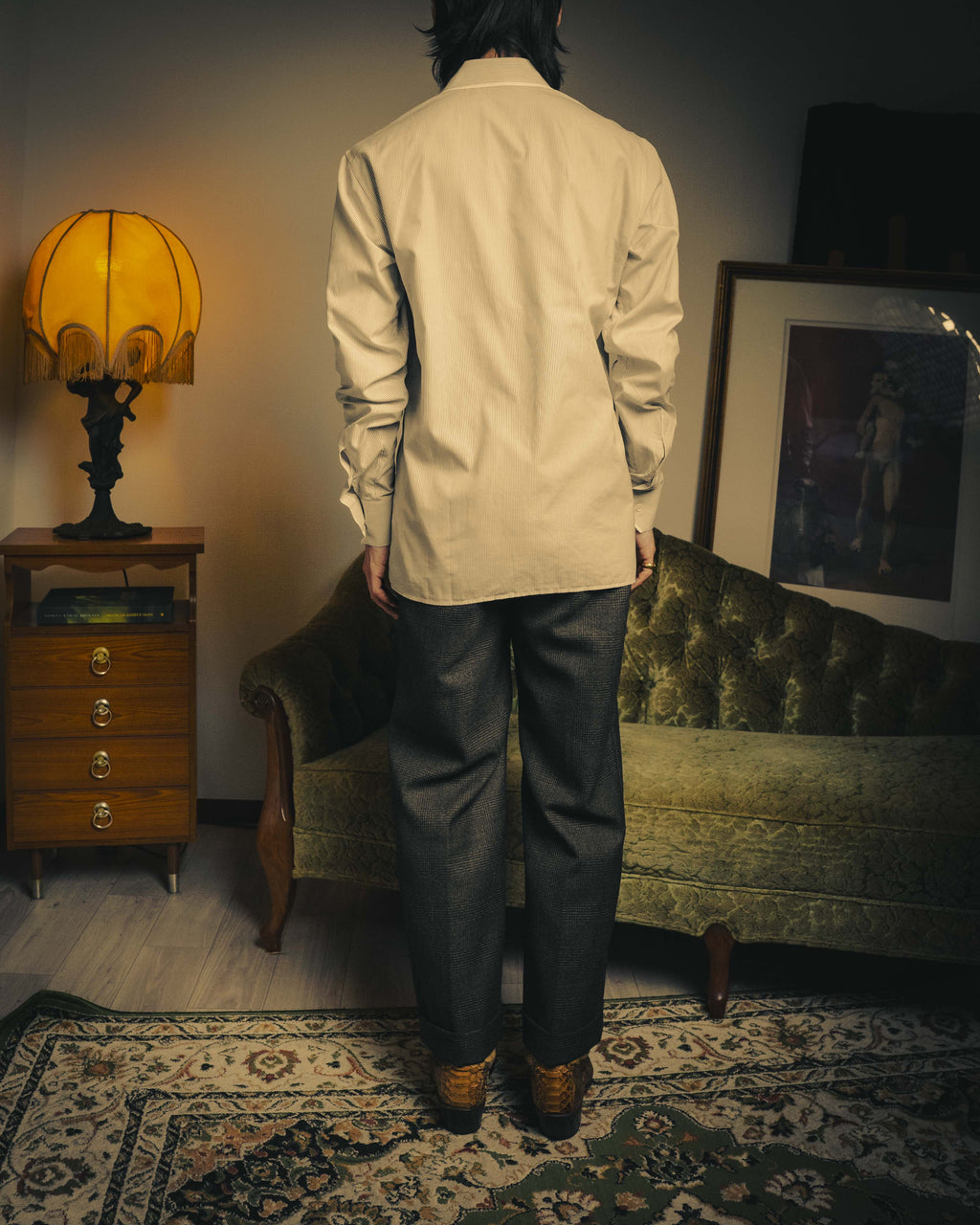 -SPECIAL- "Dior" 00's-10's Fine pinstripe concealed placket dress shirt
