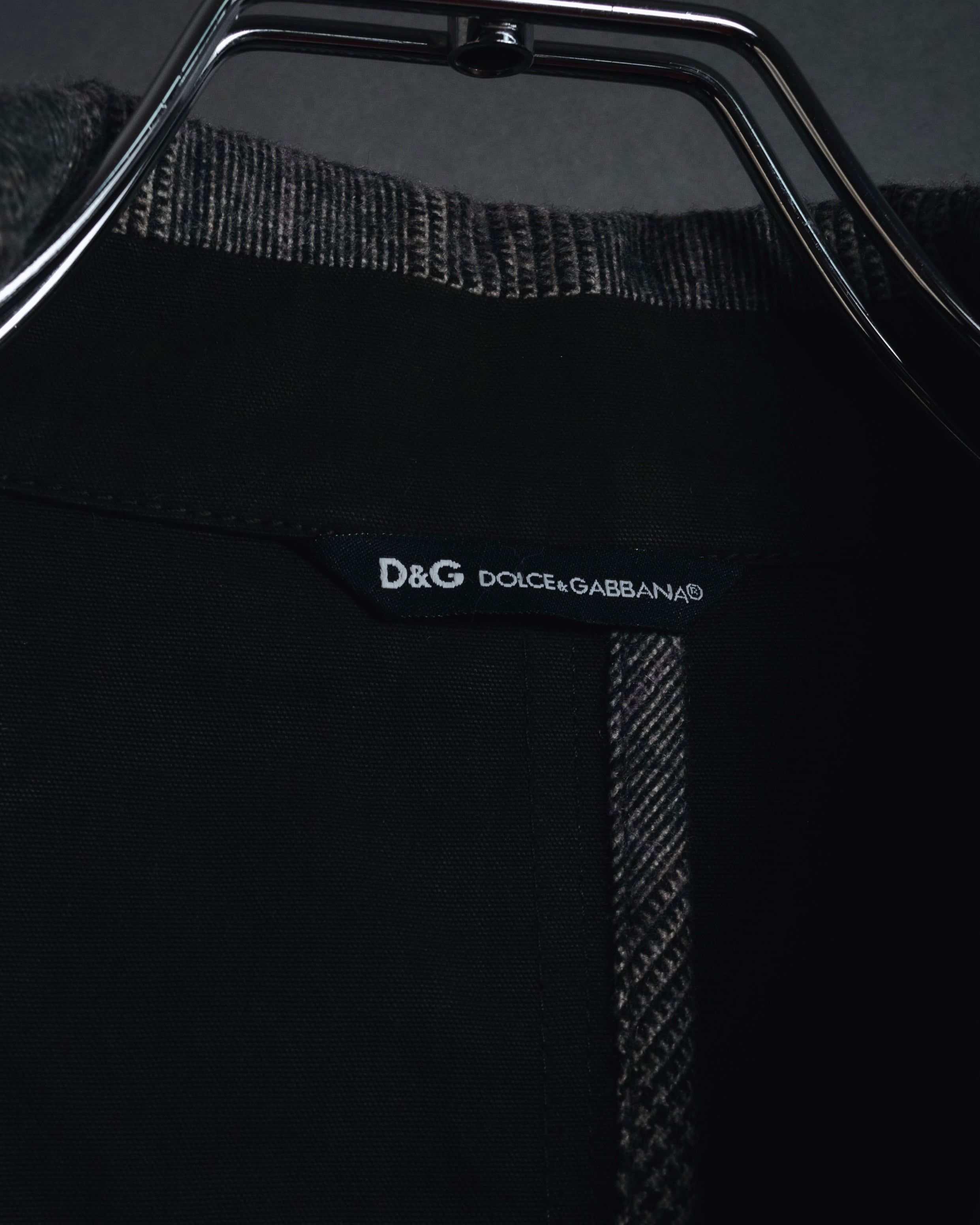 "DOLCE & GABBANA" 00’s resin coated patch detail belted coat