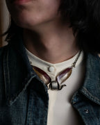 "BALENCIAGA" Gold glitter leaf motif necklace