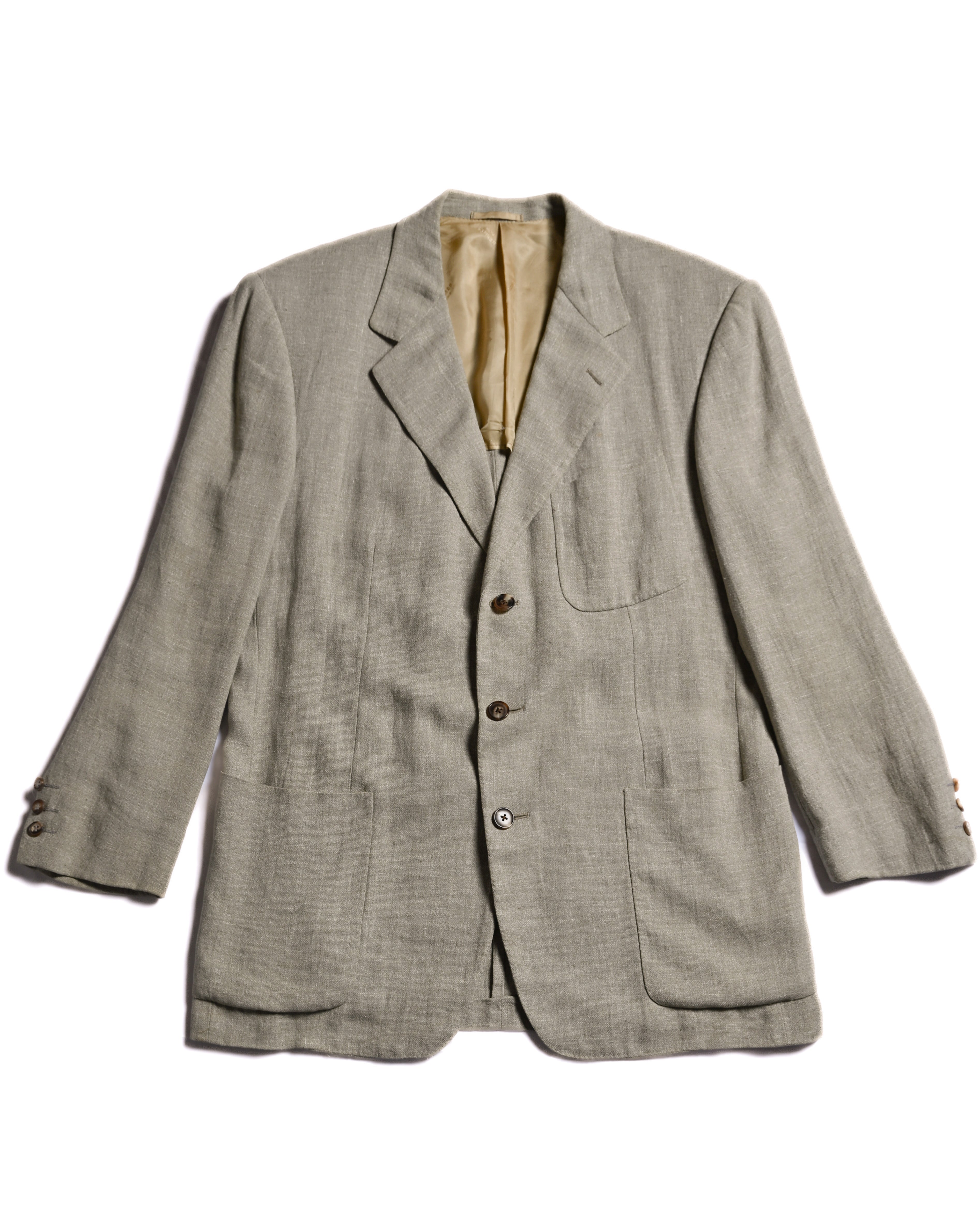 HERMES/ Pure Linen Oversized Single Breasted Tailored Jacket Beige
