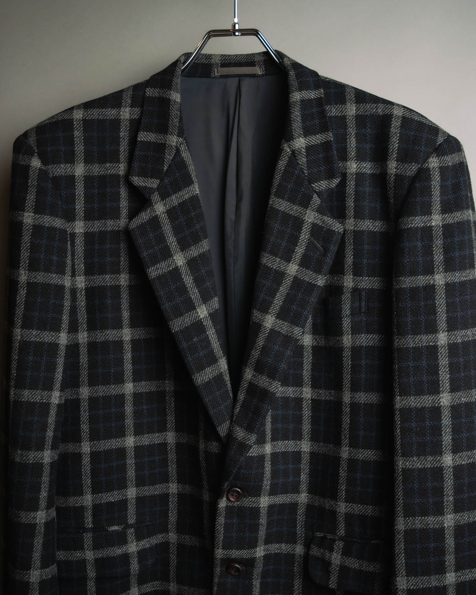 "COMME des GARÇONS HOMME"
90's Oversized wool checked tailored jacke