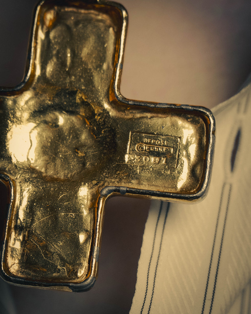 –SPECIAL– "CHANEL" 80's Gripoix Byzantine cross pendant necklace