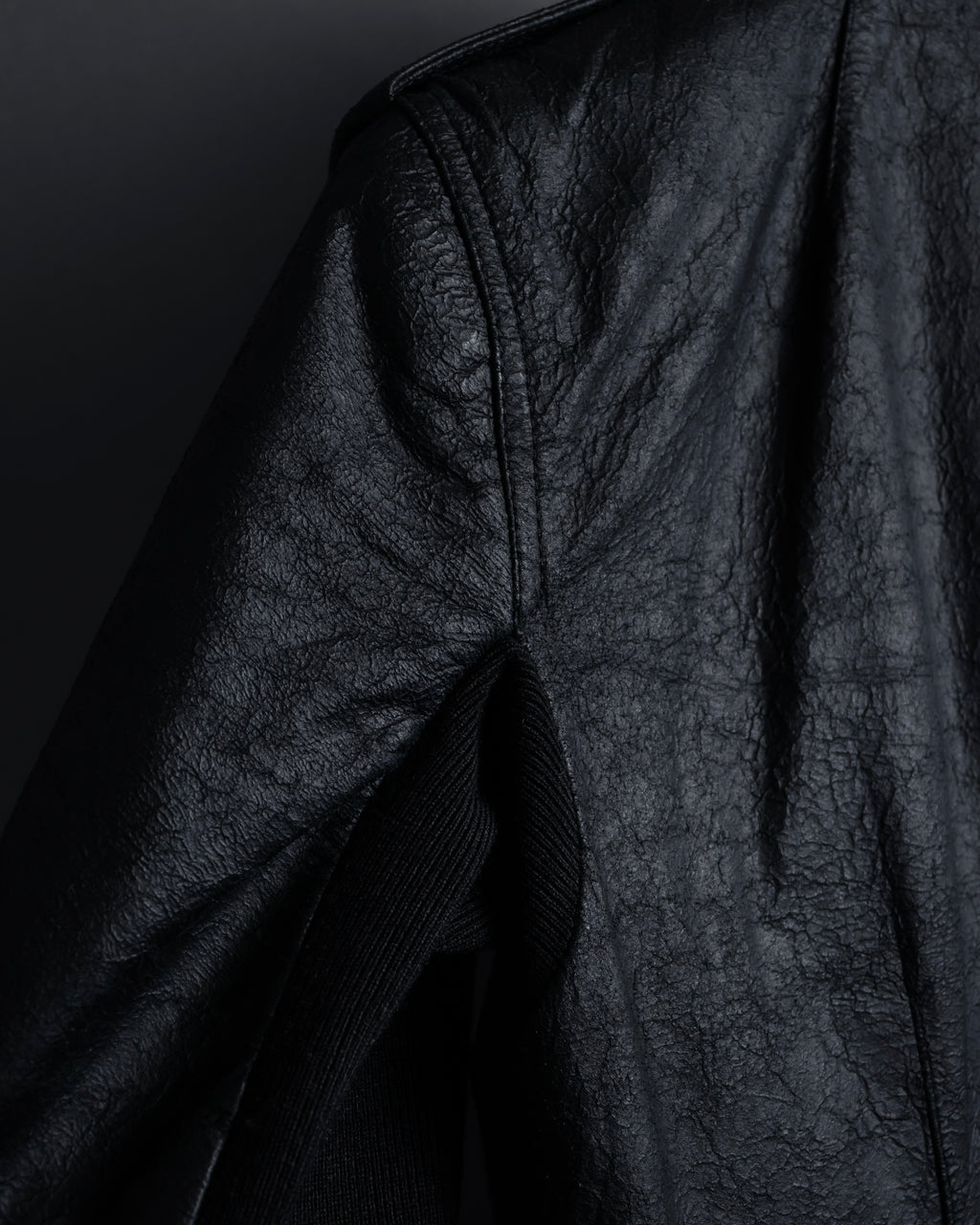 -SPECIAL- "Rick Owens" 15AW Beautiful wrinkles front zip leather jacket