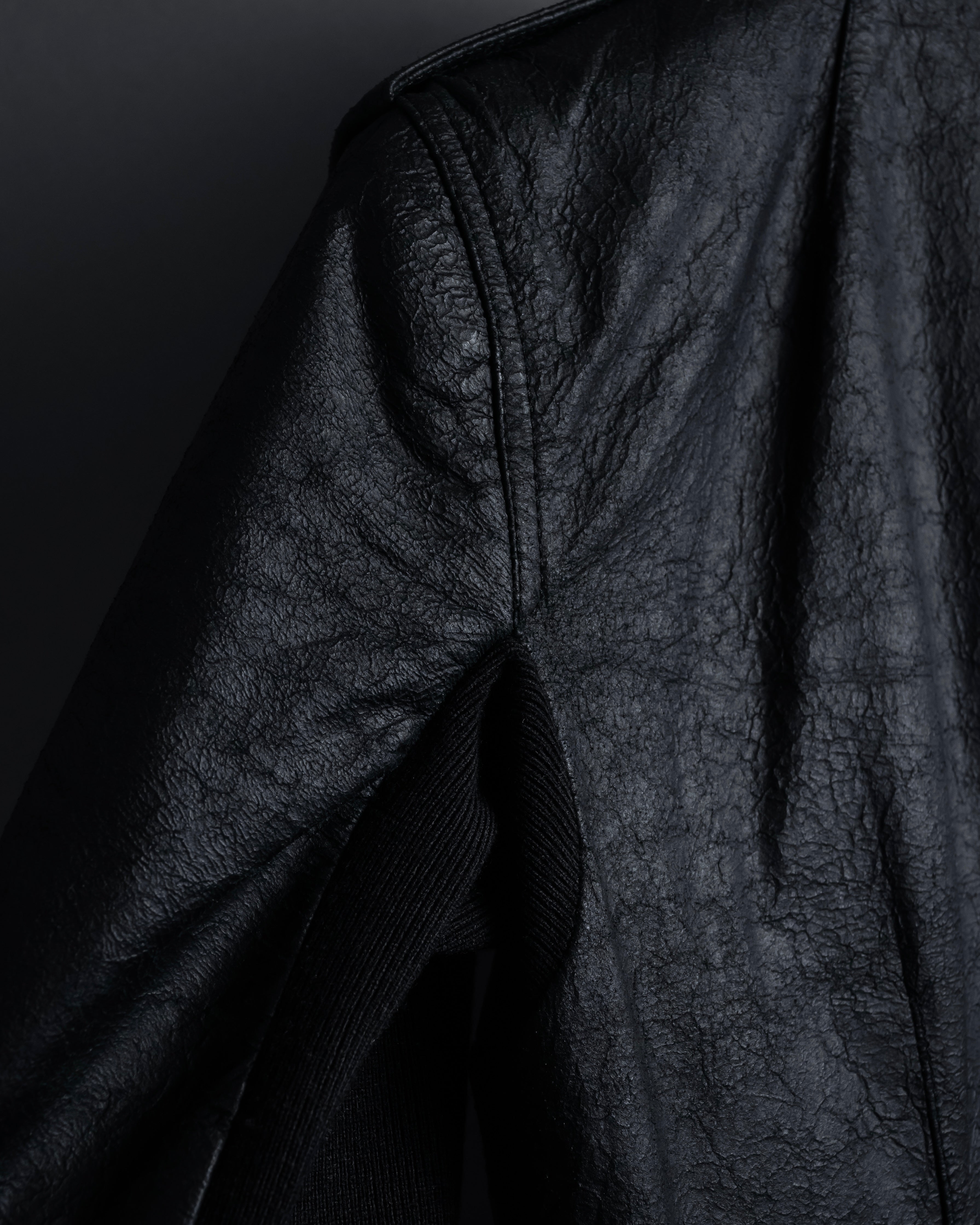 -SPECIAL- "Rick Owens" 15AW Beautiful wrinkles front zip leather jacket