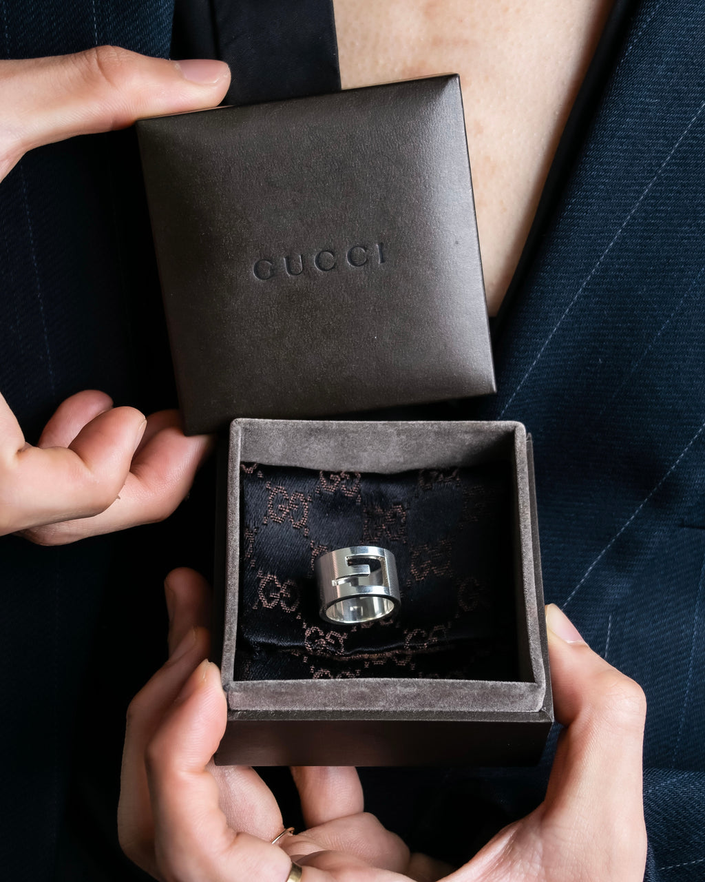 “GUCCI” G logo silver 925 ring