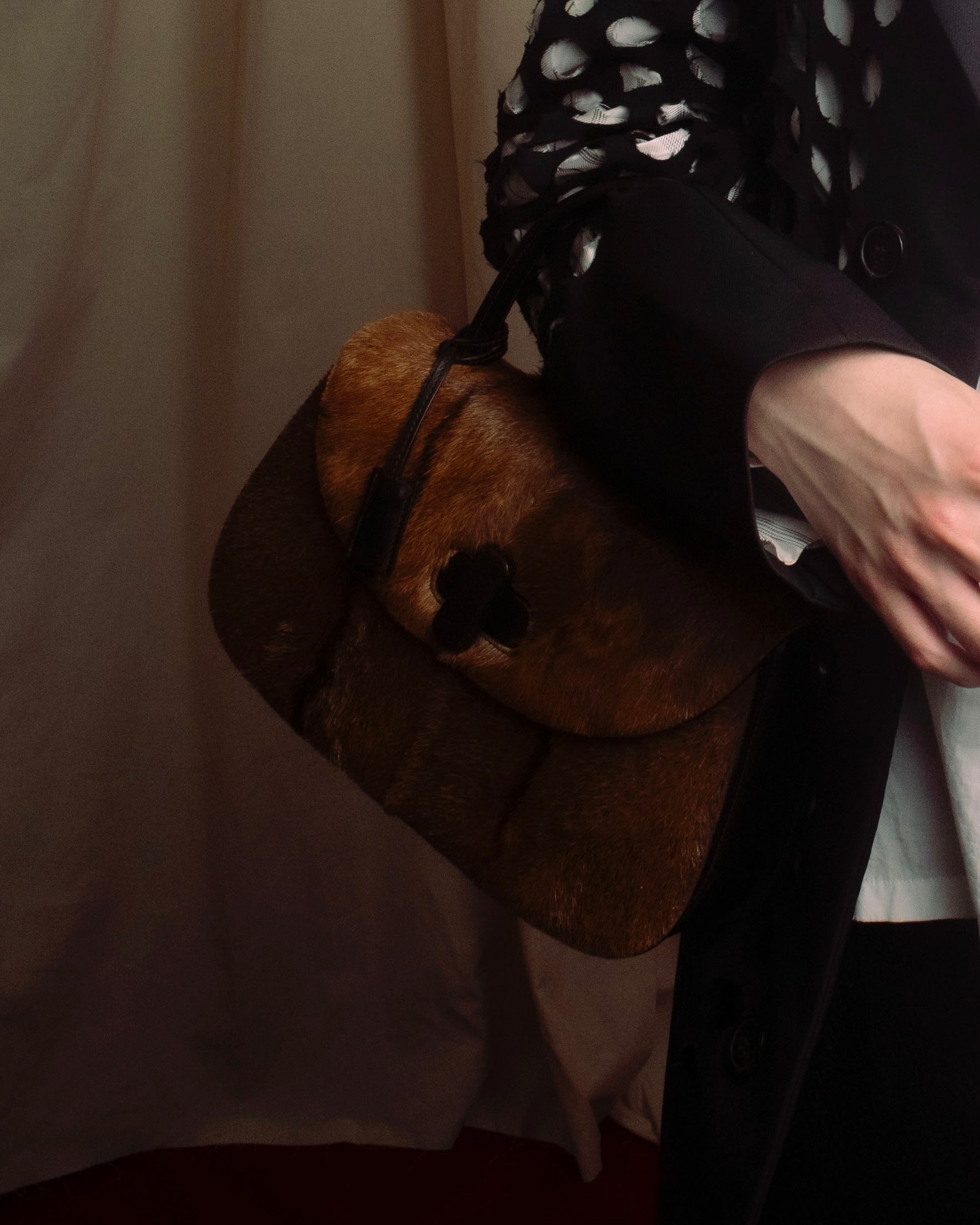 "GUCCI"「1947」 pony leather combination bamboo hand bag