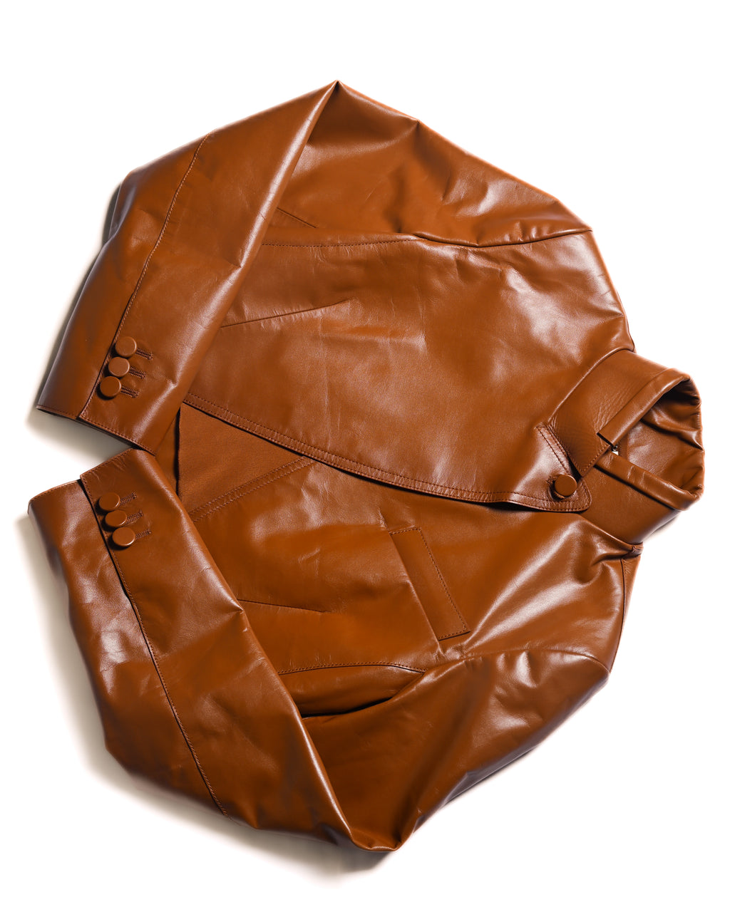 FENDI/ Back Logo Embroidery Calf Leather Short Jacket Brown