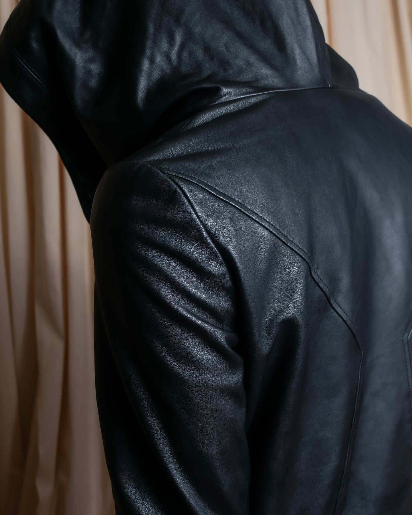 "HELMUT LANG"Boa switching shape leather zip-up jacket