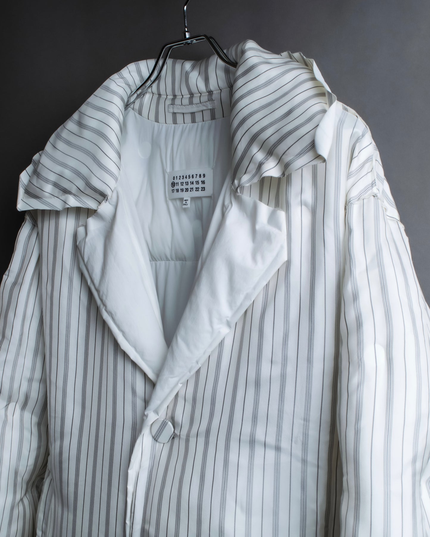 "MAISON MARGIELA" Multi-stripe pattern quilted padded oversized tailored coat