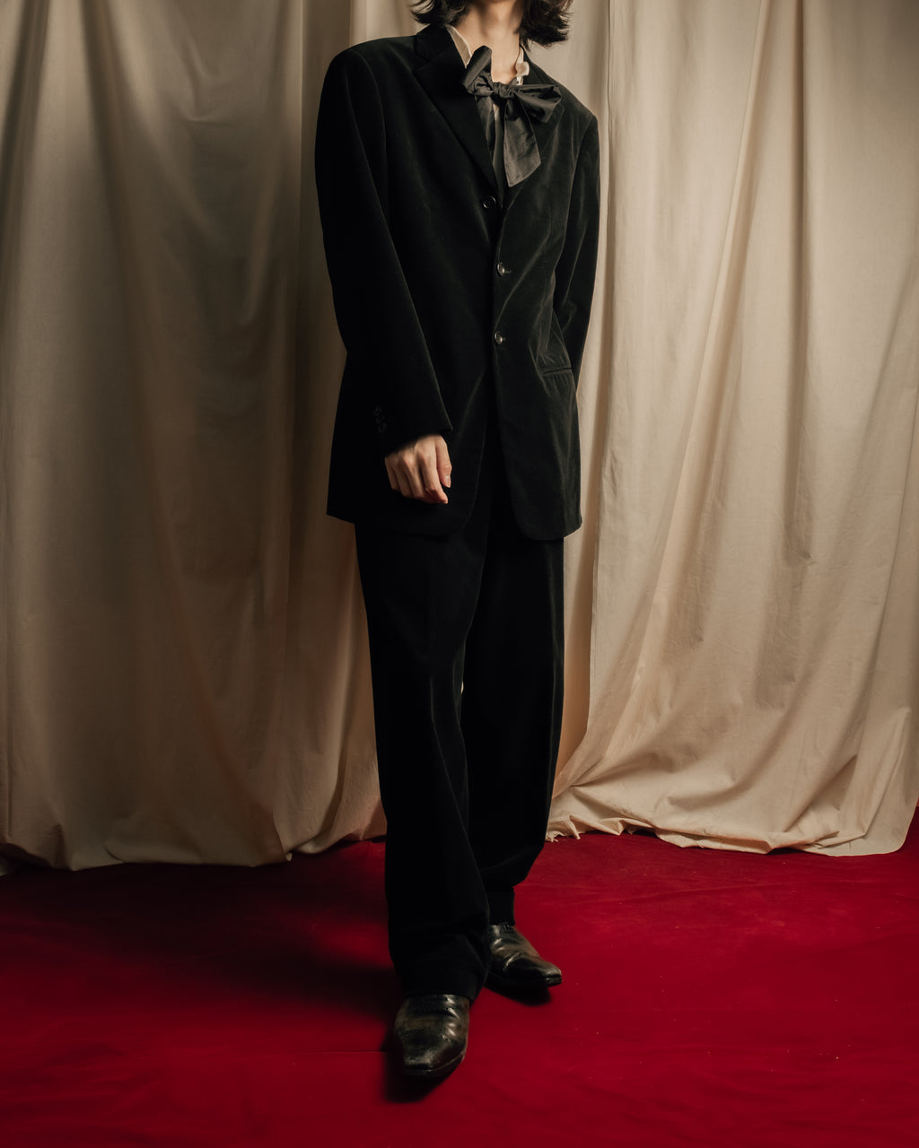 "ARMANI COLLEZIONI" Black corduroy relaxed set up