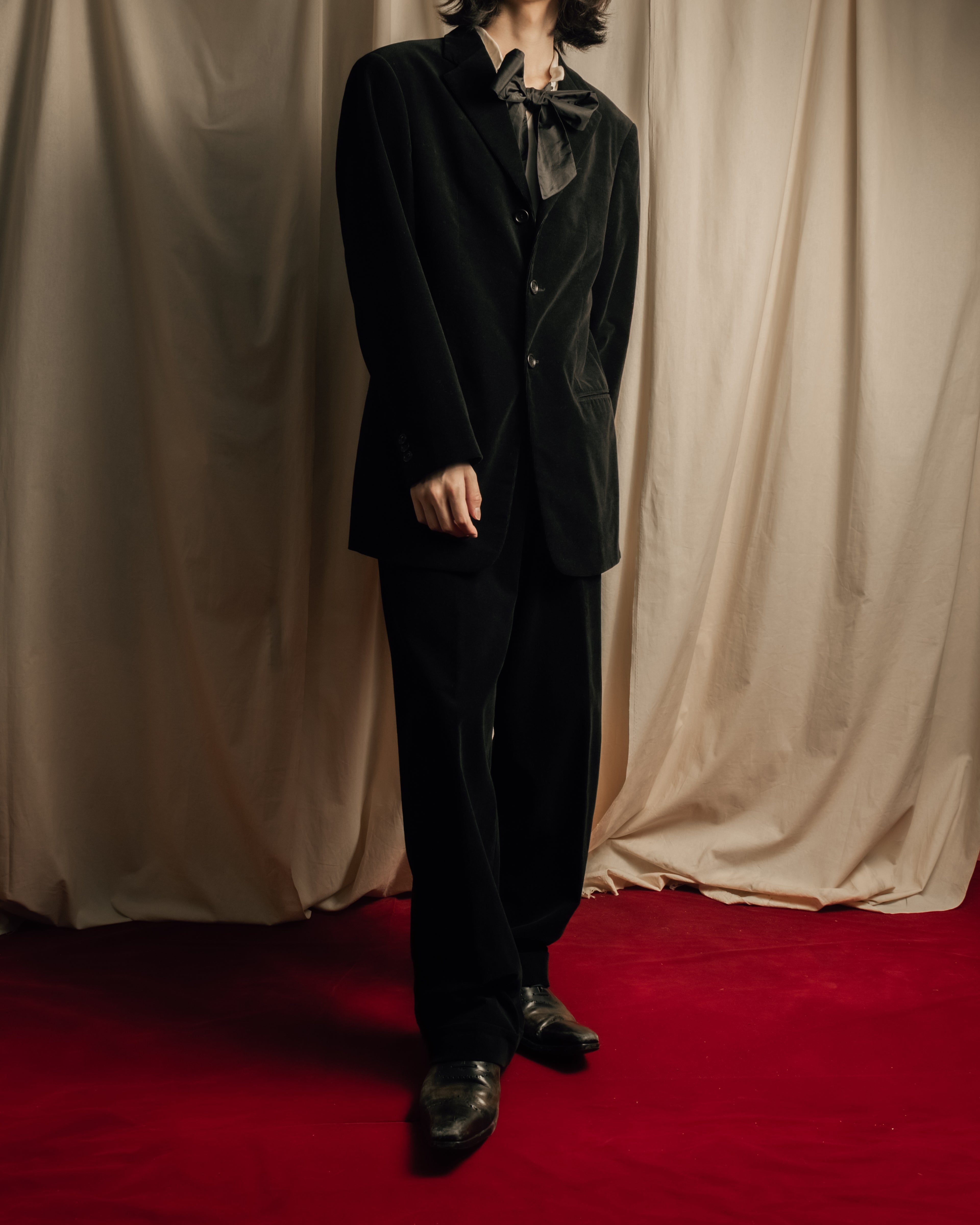 "ARMANI COLLEZIONI" Black corduroy relaxed set up