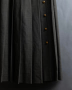 "CHANEL" Side button design pleated flared skirt
