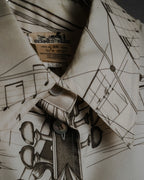 –SPECIAL– "HERMES" 90’s La musique des sphères silk twill printed shirt